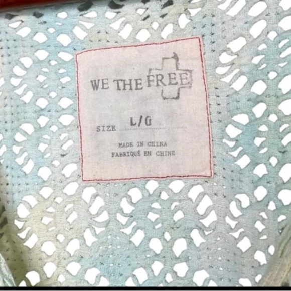 We The Free Oversized Crochet Love Raglan Top with Eyelets and a Tie Dye Look - Picture 3 of 4